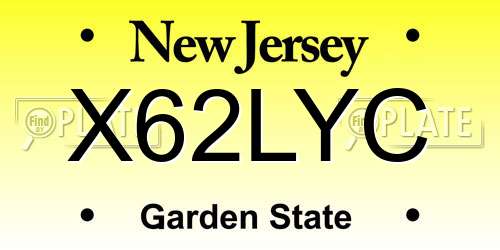 X62LYC New Jersey License Plate