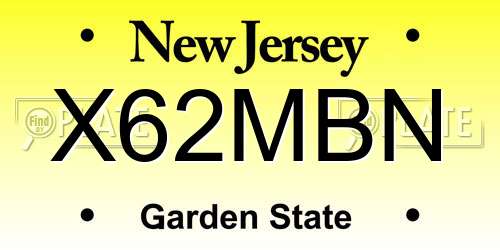 X62MBN New Jersey License Plate