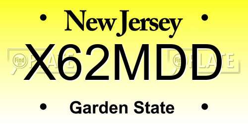 X62MDD New Jersey License Plate