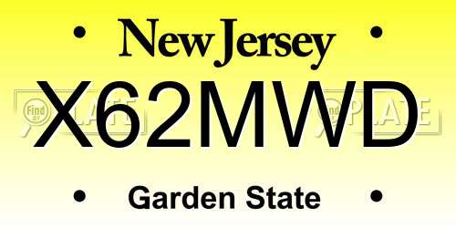 X62MWD New Jersey License Plate
