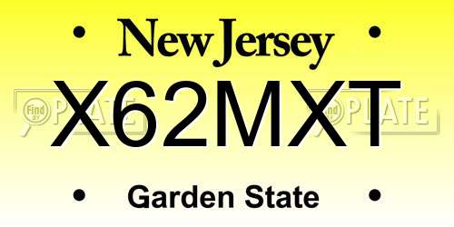 X62MXT New Jersey License Plate