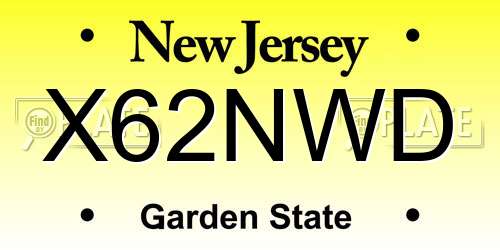 X62NWD New Jersey License Plate