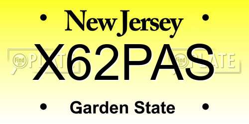 X62PAS New Jersey License Plate