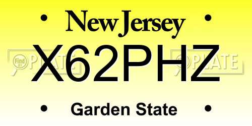 X62PHZ New Jersey License Plate