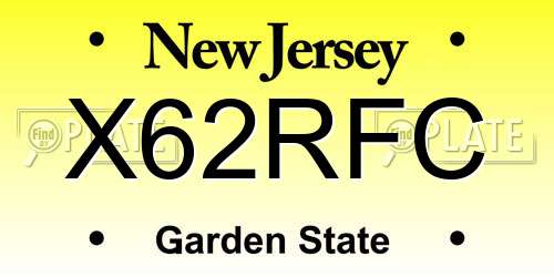X62RFC New Jersey License Plate