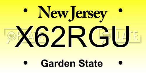 X62RGU New Jersey License Plate