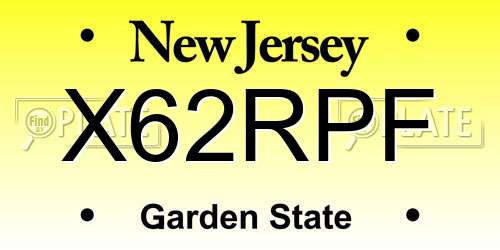X62RPF New Jersey License Plate