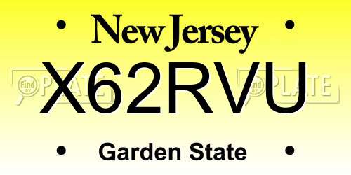 X62RVU New Jersey License Plate