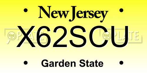 X62SCU New Jersey License Plate