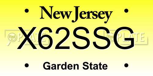 X62SSG New Jersey License Plate