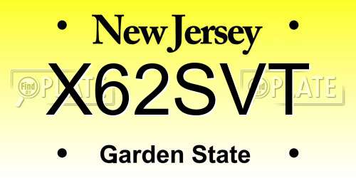 X62SVT New Jersey License Plate