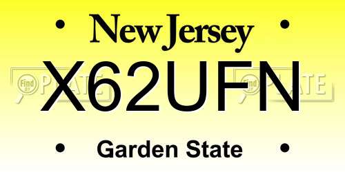X62UFN New Jersey License Plate