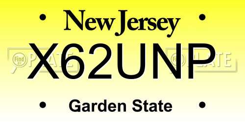 X62UNP New Jersey License Plate