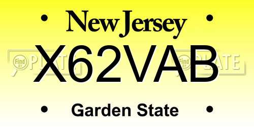 X62VAB New Jersey License Plate