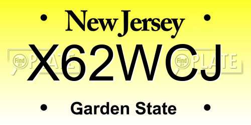 X62WCJ New Jersey License Plate