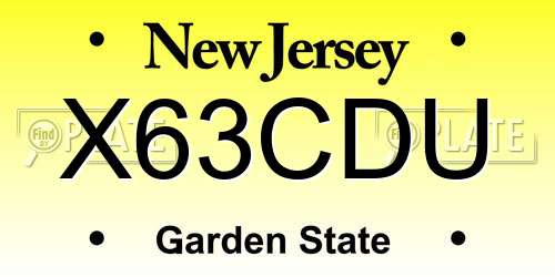 X63CDU New Jersey License Plate