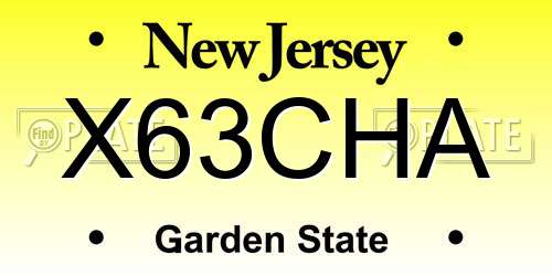 X63CHA New Jersey License Plate
