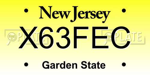 X63FEC New Jersey License Plate