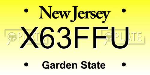 X63FFU New Jersey License Plate