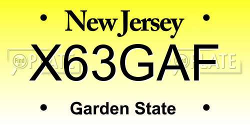 X63GAF New Jersey License Plate