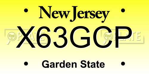 X63GCP New Jersey License Plate