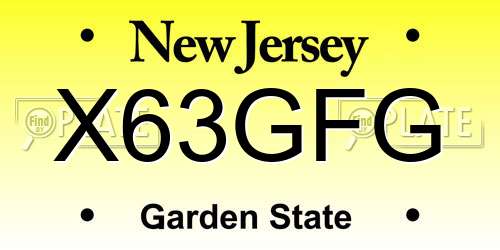 X63GFG New Jersey License Plate