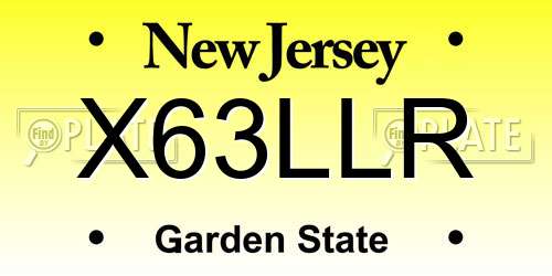 X63LLR New Jersey License Plate