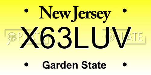 X63LUV New Jersey License Plate