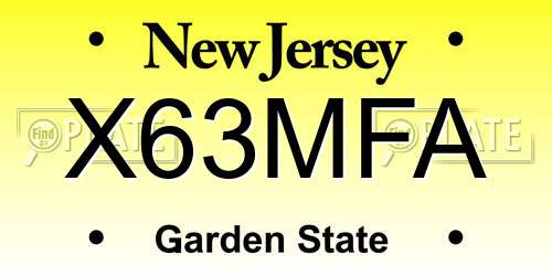 X63MFA New Jersey License Plate