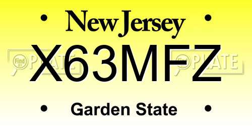 X63MFZ New Jersey License Plate