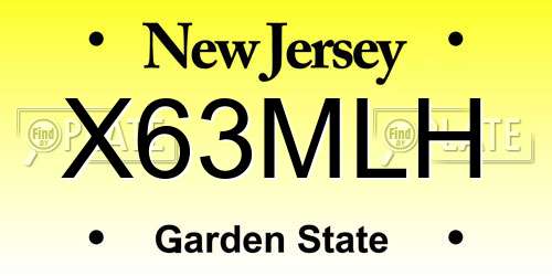 X63MLH New Jersey License Plate