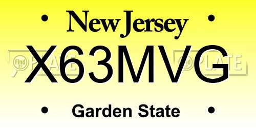 X63MVG New Jersey License Plate