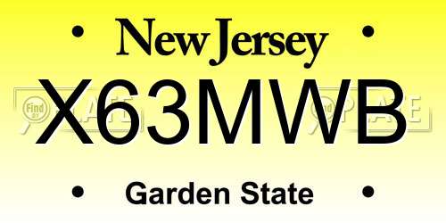 X63MWB New Jersey License Plate