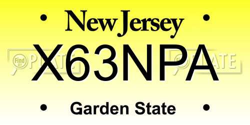 X63NPA New Jersey License Plate