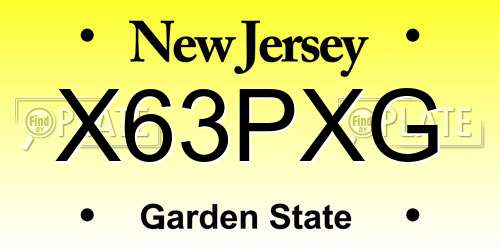 X63PXG New Jersey License Plate