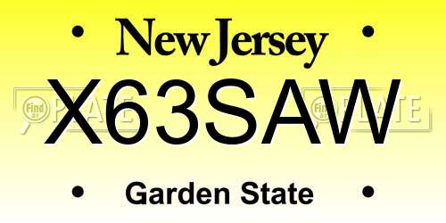 X63SAW New Jersey License Plate