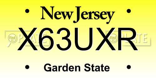 X63UXR New Jersey License Plate