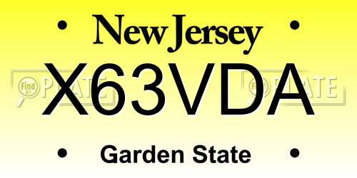 X63VDA New Jersey License Plate