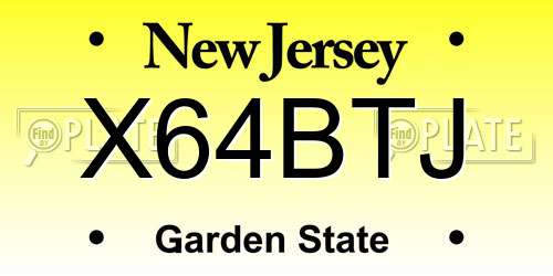 X64BTJ New Jersey License Plate