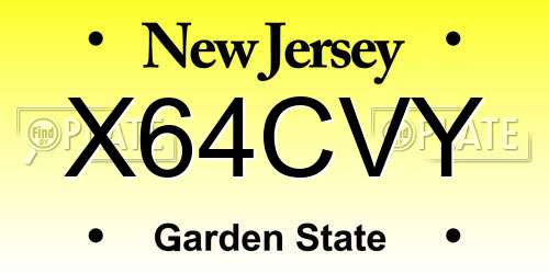 X64CVY New Jersey License Plate