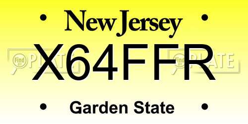 X64FFR New Jersey License Plate