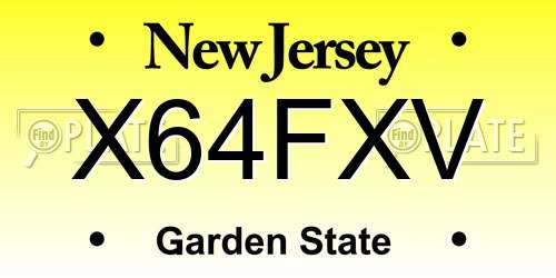 X64FXV New Jersey License Plate