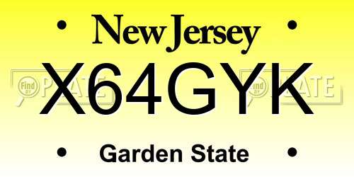 X64GYK New Jersey License Plate