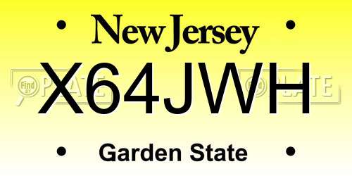 X64JWH New Jersey License Plate