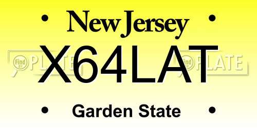 X64LAT New Jersey License Plate