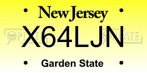 X64LJN New Jersey License Plate