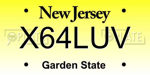 X64LUV New Jersey License Plate
