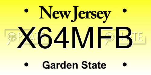 X64MFB New Jersey License Plate