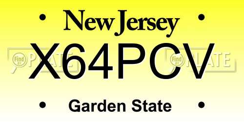 X64PCV New Jersey License Plate