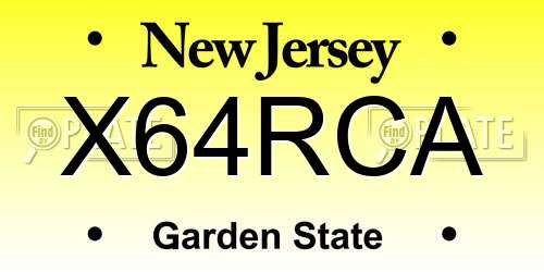 X64RCA New Jersey License Plate